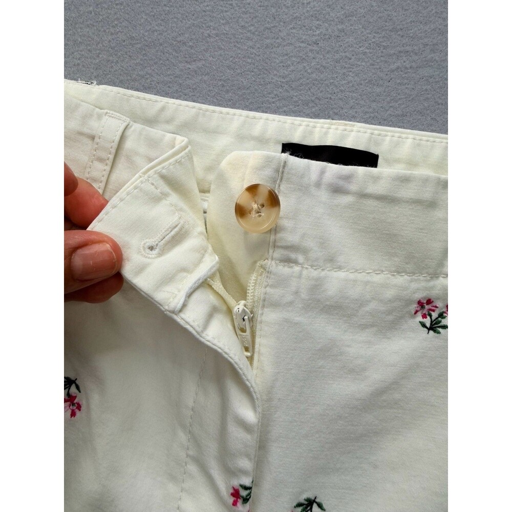 Talbots Relaxed Chino Pants Womens 12P Floral Embroidered White Cotton - Picture 5 of 15